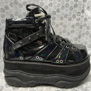 DEMONIA Neptune 100 Platform Lace-Up Ankle Bootie Studded size 12